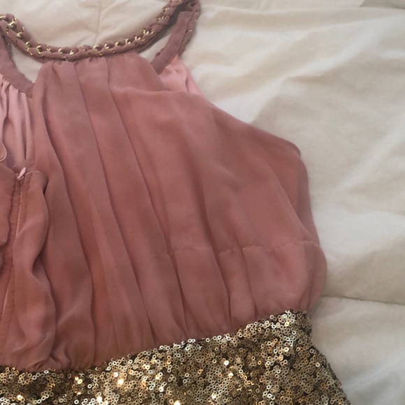 pink gold sequin semi/formal/homecoming/prom dress - Picture 7 of 8